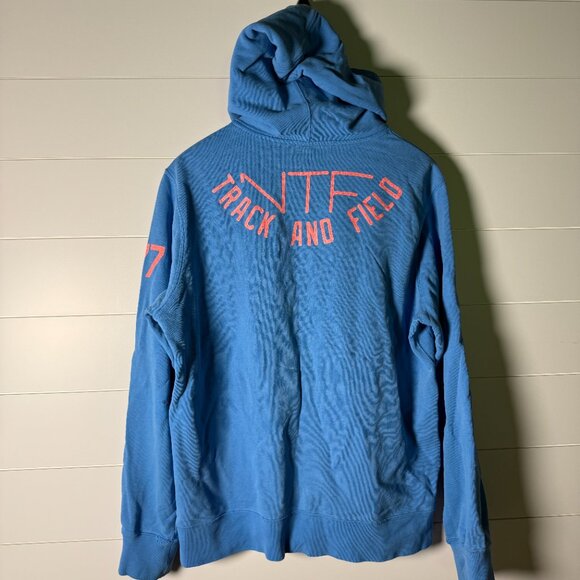 Nike Track & Field 1-77 Hoodie Vintage Distressed Blue with Orange Sz Large - Picture 4 of 14